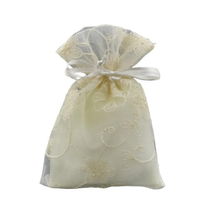 SACCHETTO RICAMATO PANNA 10X14